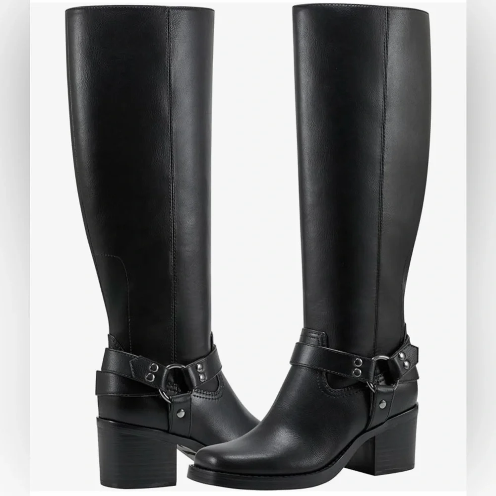 NWB Marc Fisher womens Laile 2 Black Over-the-Knee Riding & Biker Boots
